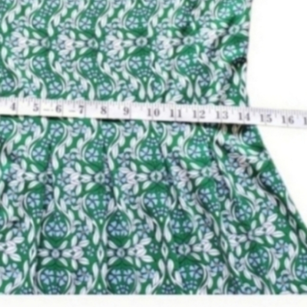 Sophie Max Kelly Green Floral Stripe Blue Fit Flare Sleeveless Swing Dress M - Picture 6 of 8